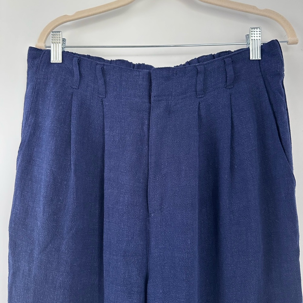Z Supply NWT Navy High-Rise Wide Leg Pants Linen Blend Large Coastal Chic - Picture 8 of 13